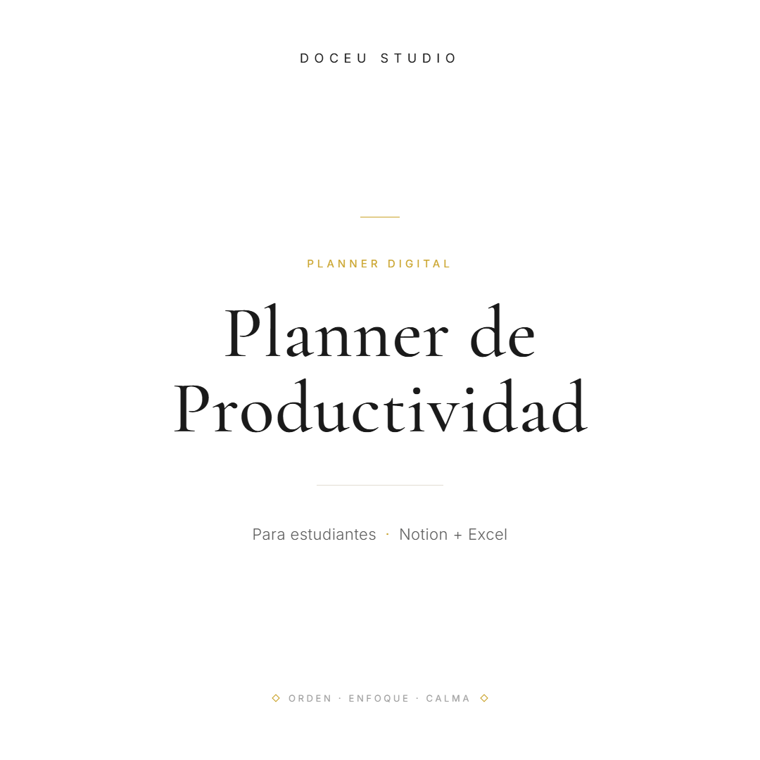 Planner de Productividad para Estudiantes — Notion + Excel
